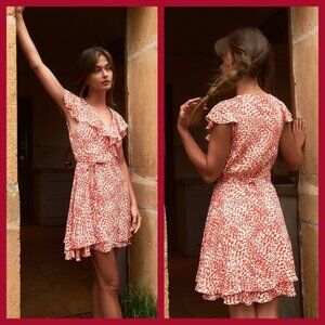 Free People Orange, White and Gray Wrap Dress Size XS